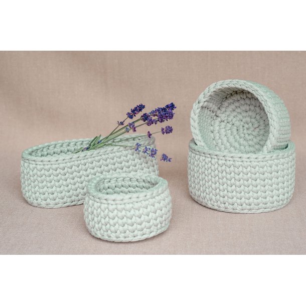 Small Crochet Baskets, Color Mint Green